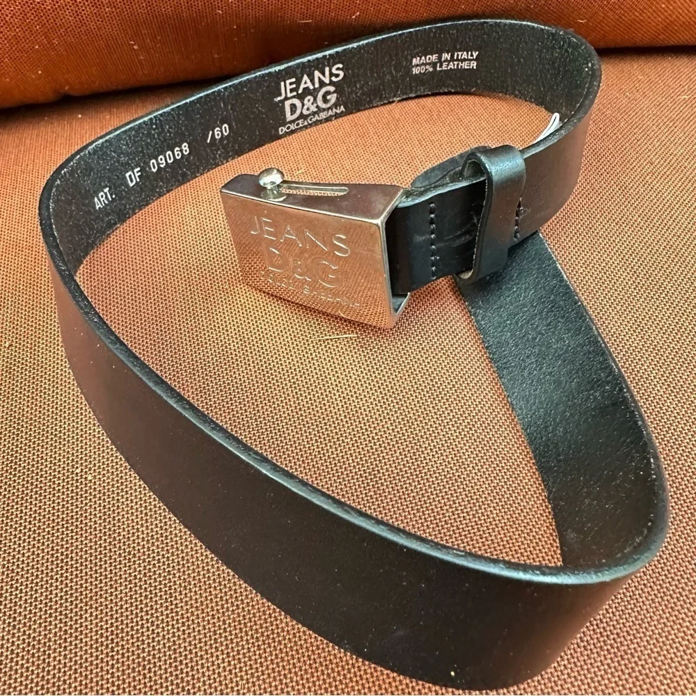 Dolce & Gabbana Black Leather Belt Kids 19-23 waist 50-60CM LOGO Designer 3053 Y